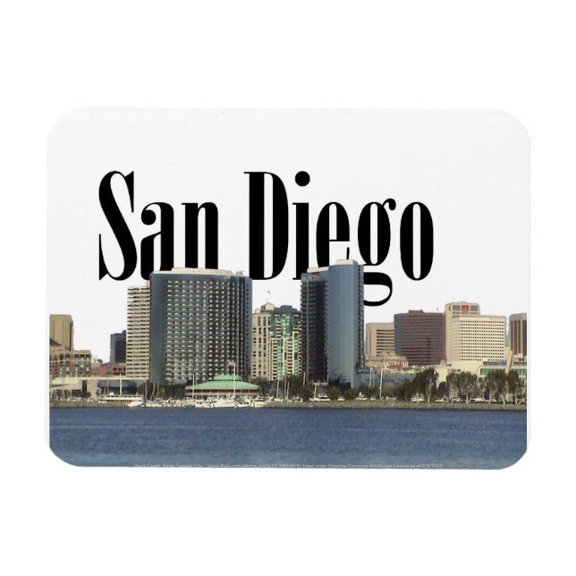 San Diego CA Skyline med San Diego i Himlar Magnet (Horisontell)