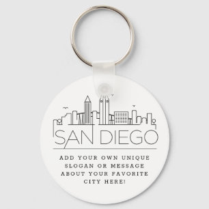 San Diego, CA Stylized Skyline  Anpassningsbar Slo Nyckelring