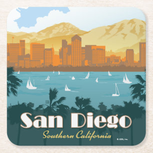 San Diego, CA Underlägg Papper Kvadrat