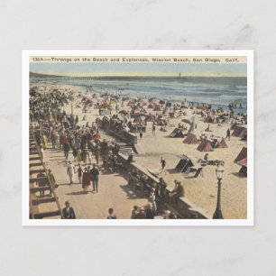 San Diego CA, Uppdrag Beach 1945 Vintage Vykort