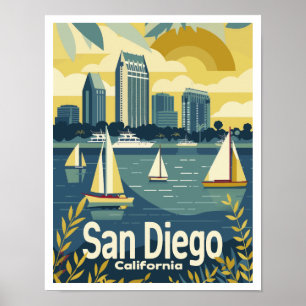 San Diego CA - View over Vintage resor Bay Poster
