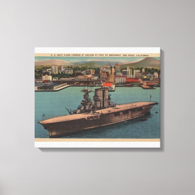 San Diego, CA - View U.S. Navy Aircraft Carrier Canvastryck (Framsida)