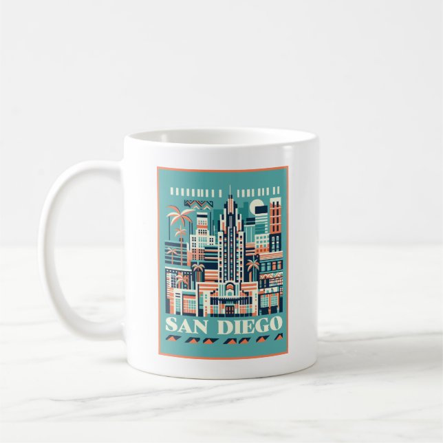 San Diego California Art Deco Kaffemugg (Vänster)