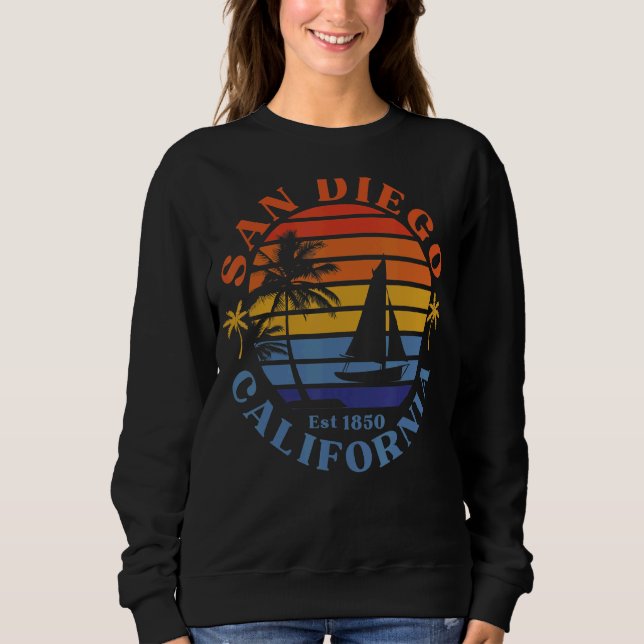 San Diego California Beach Sailboat Summer Vacatio T Shirt (Framsida)
