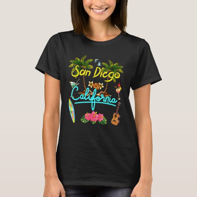 San Diego California Beach Summer Handflatan Sol S T Shirt (Framsida)
