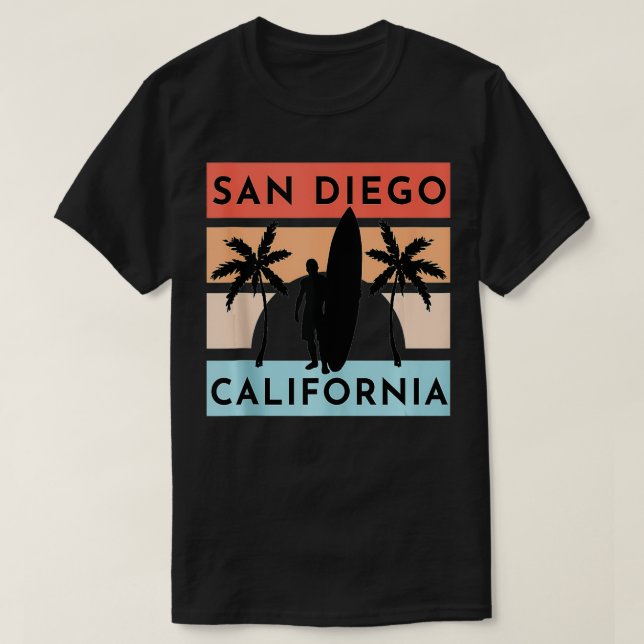 San Diego California Beach Surfa Summer Vacation V T Shirt (Design framsida)