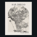 San Diego California Boho Arch Street Karta Poster<br><div class="desc">San Diego California Boho Minimal Arch Fullt Beige Färg Street Karta</div>