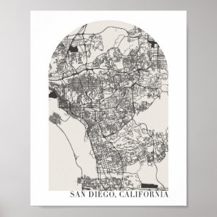 San Diego California Boho Minimal Arch Street Kart Poster