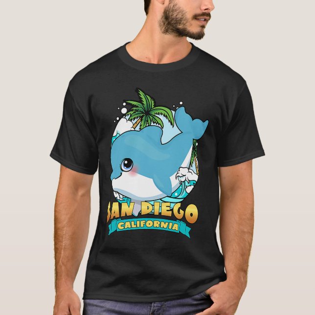 SAN DIEGO CALIFORNIA Cute Baby Dolphin Beach Souve T Shirt (Framsida)