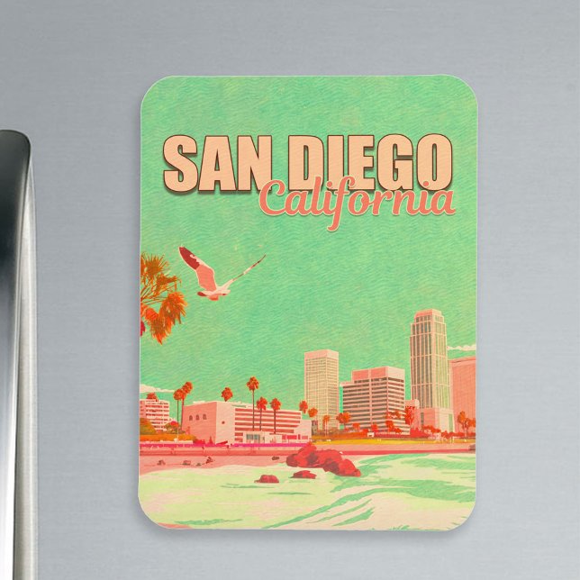 San Diego California Downtown Souvenirs 1950-talet Magnet (Skapare uppladdad)