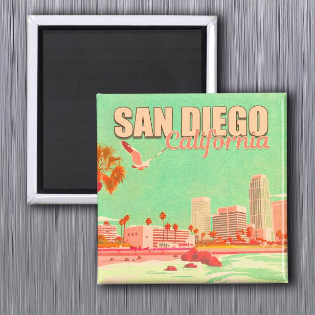 San Diego California Downtown Souvenirs 1950-talet Magnet (Skapare uppladdad)