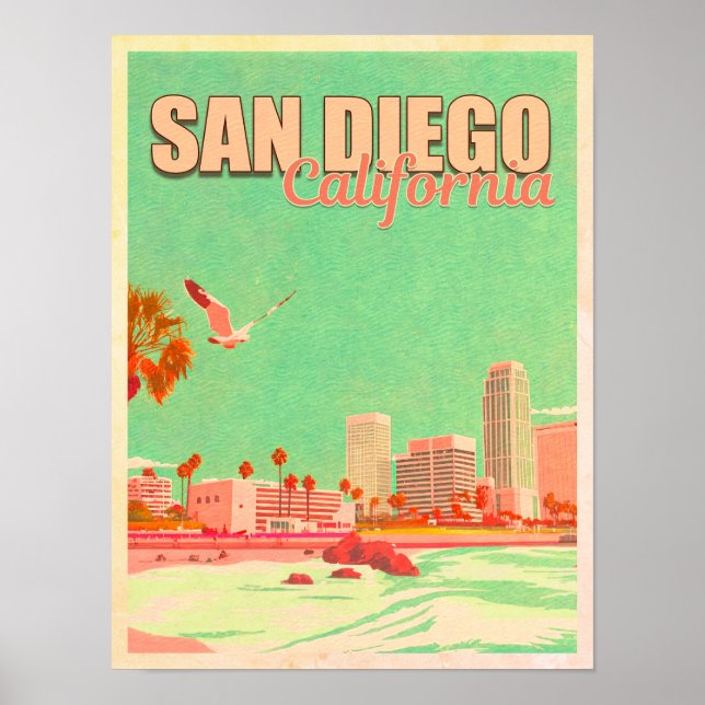 San Diego California Downtown Souvenirs 1950-talet Poster (Framsidan)