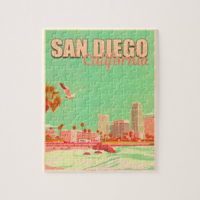 San Diego California Downtown Souvenirs 1950-talet Pussel (Vertikal)