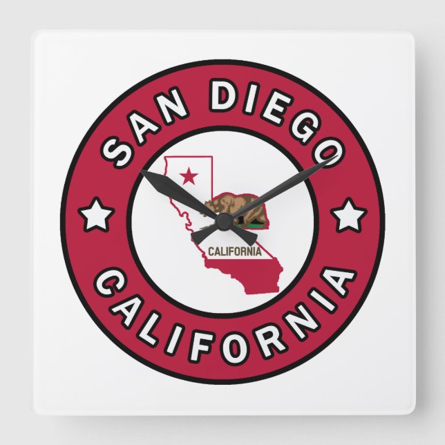 San Diego California Fyrkantig Klocka (Framsida)
