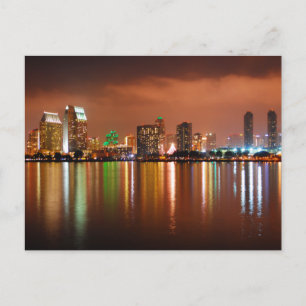 San Diego California i Night Vykort