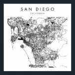 San Diego California Minimal Modern Street Karta Poster<br><div class="desc">San Diego California Minimal Modern Street Karta</div>