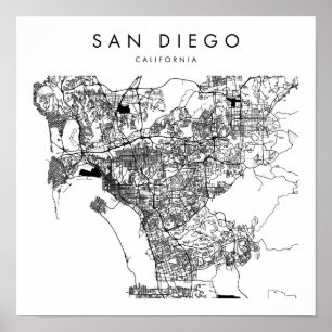 San Diego California Minimal Modern Street Karta Poster