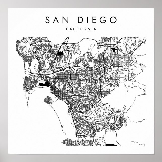 San Diego California Minimal Modern Street Karta Poster (Framsidan)