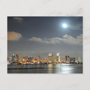 San Diego California Night Evening Måne City Helg Vykort