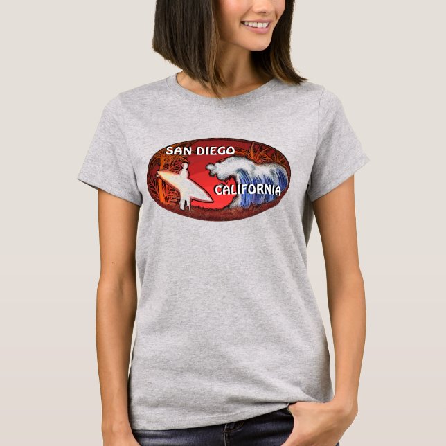 San Diego California red dam surfer art T. Tee (Framsida)