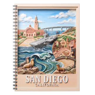 San Diego California Resa 3D Texturerade Landmärke Anteckningsbok