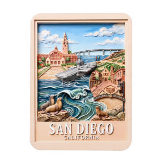 San Diego California Resa 3D Texturerade Landmärke Magnet