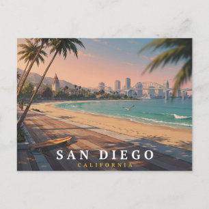 San Diego California Retro Kustresor  Vykort