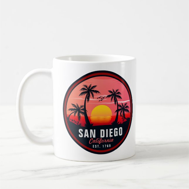 San Diego California Retro Sunset Souvenirs 60-tal Kaffemugg (Vänster)