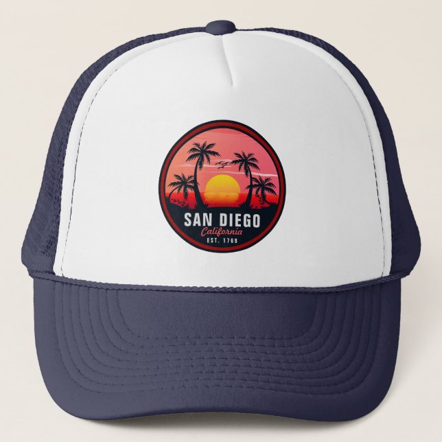 San Diego California Retro Sunset Souvenirs 60-tal Keps (Framsida)