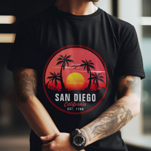 San Diego California Retro Sunset Souvenirs 60-tal T Shirt