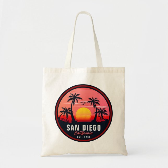San Diego California Retro Sunset Souvenirs 60-tal Tygkasse (Framsidan)
