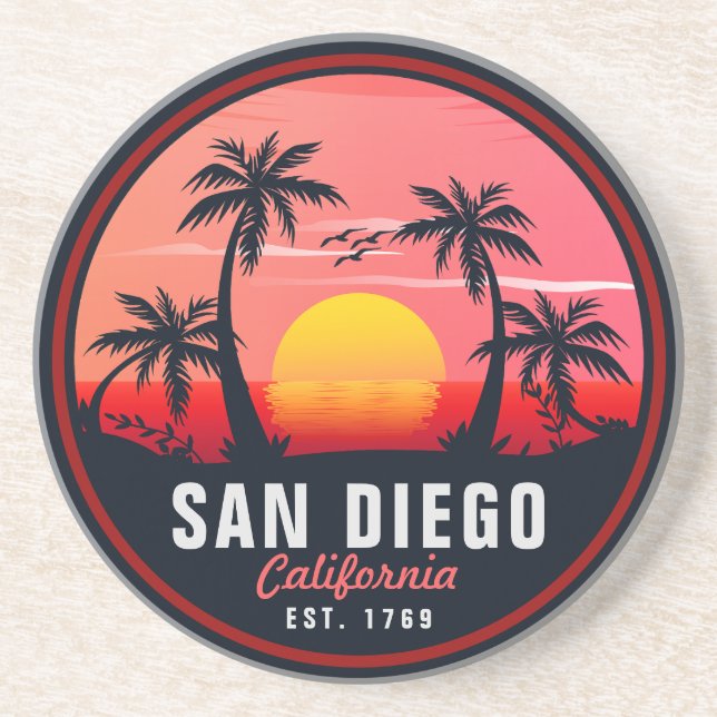 San Diego California Retro Sunset Souvenirs 60-tal Underlägg (Framsidan)
