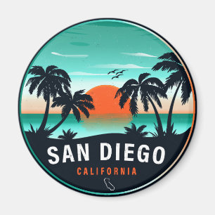 San Diego California Retro Sunset Souvenirs 80-tal Magnet
