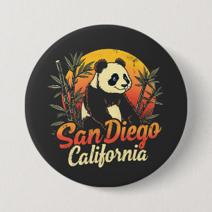 San Diego California Retro Sunset Vintage Panda Knapp