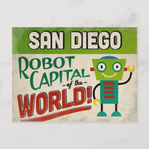 San Diego California Robot - Funny Vintage Vykort