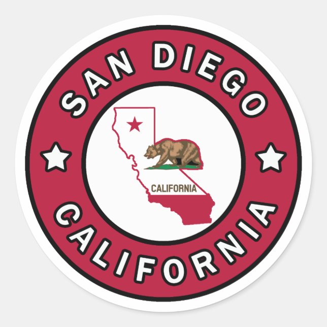 San Diego California Runt Klistermärke (Framsida)
