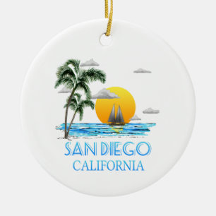 San Diego California Sailing Julgransprydnad Keramik