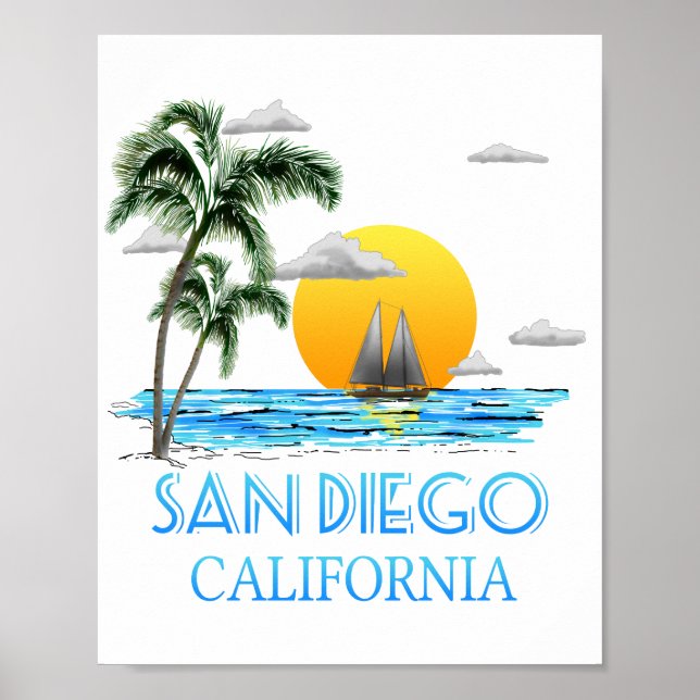 San Diego California Sailing Poster (Framsidan)