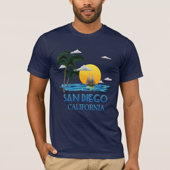 San Diego California Sailing T Shirt (Framsida)