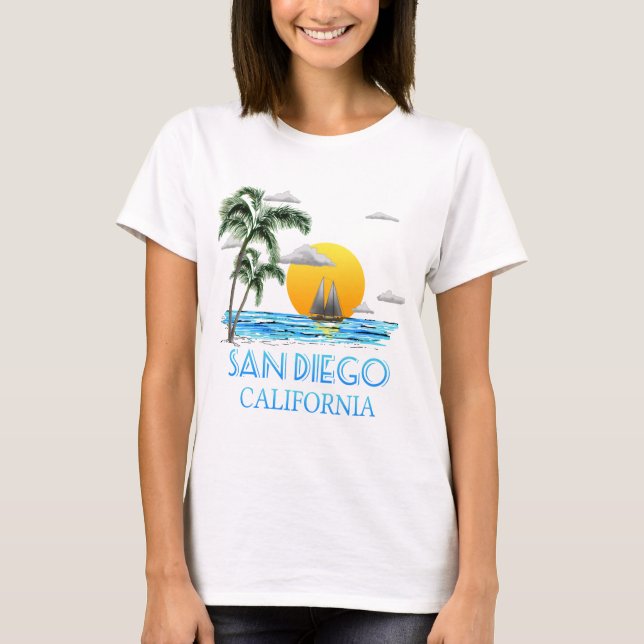 San Diego California Sailing T Shirt (Framsida)