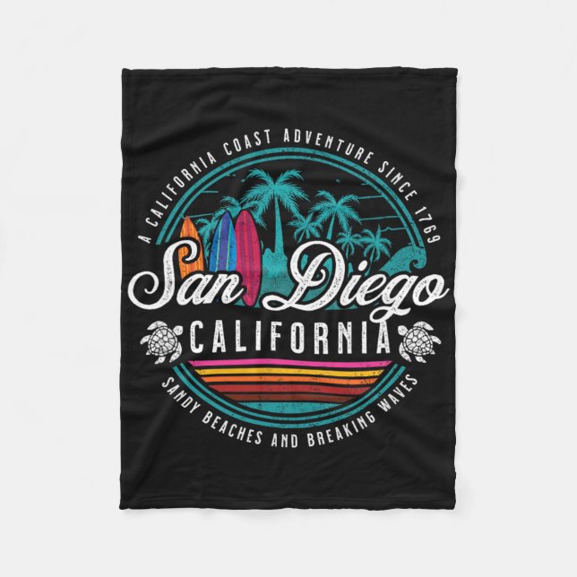 San Diego California Sandy Beacher Breaking Vågar Fleecefilt (Framsidan)