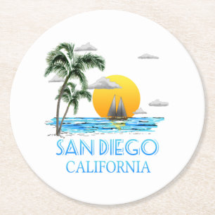 San Diego California Segling Underlägg Papper Rund