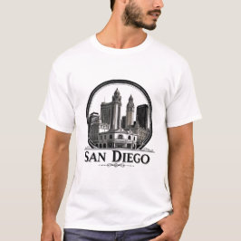 San Diego California Siluett–Modern Stadsscen Kons T Shirt
