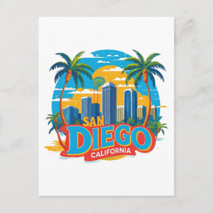 San Diego California Siluett–Modern Stadssiluett K Vykort