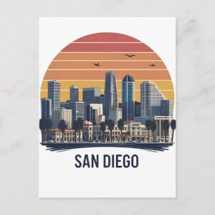 San Diego California Siluett–Modern Stadssiluett K Vykort
