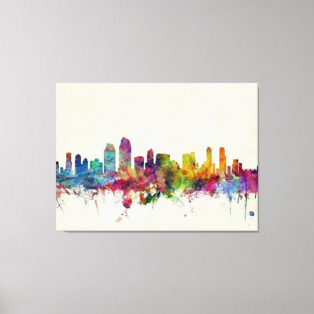 San Diego California Skyline Canvastryck (Framsida)