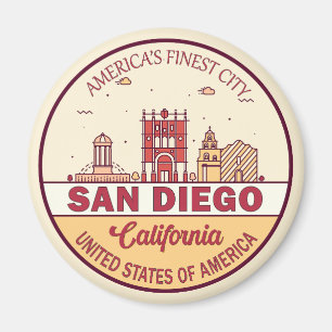San Diego California Skyline Emblem Magnet