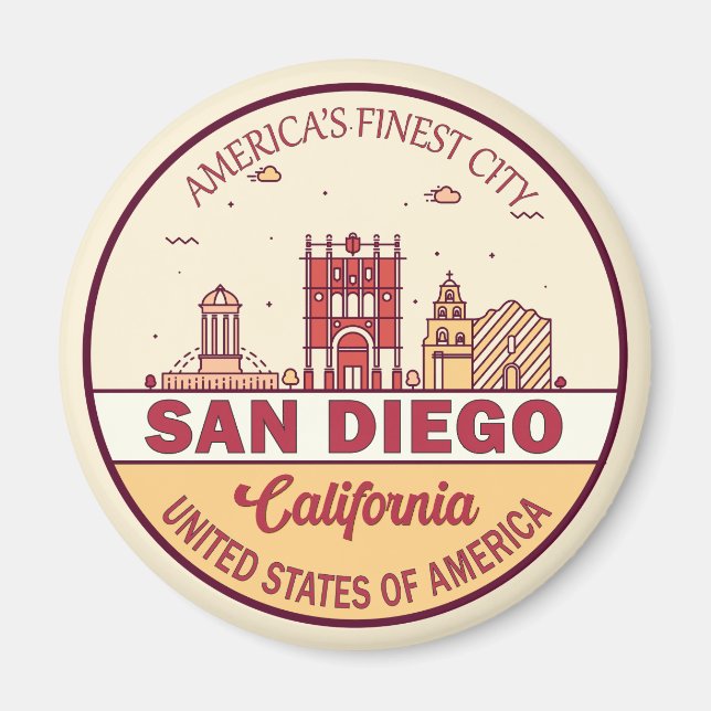 San Diego California Skyline Emblem Magnet (Framsidan)