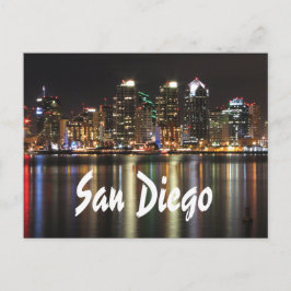 San Diego California Skyline i Night Vykort