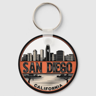 San Diego California Skyline-Modern Cityscape Art Nyckelring